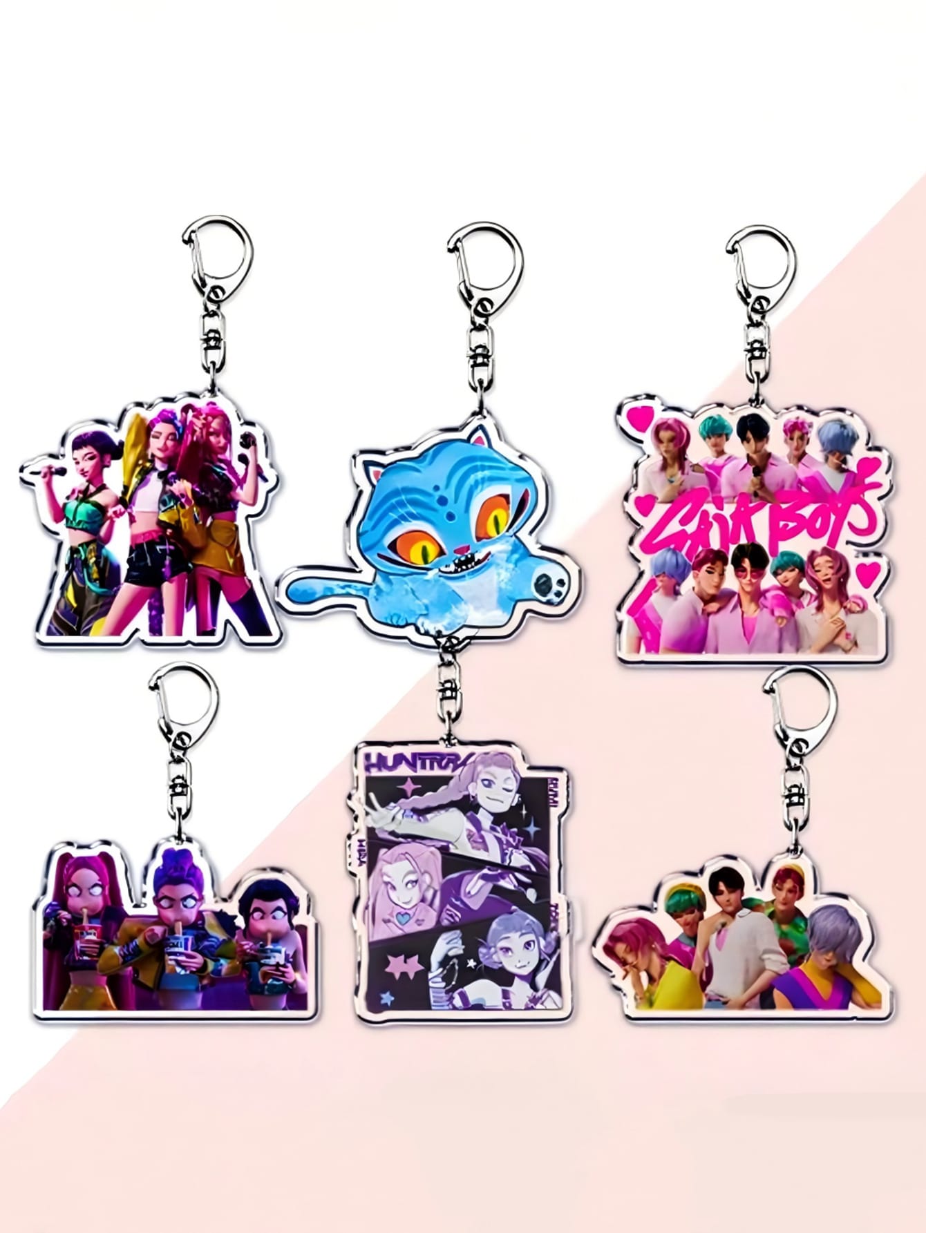 6/8-Pack Popular K-Pop TV Keychains — Rumi, Zoey & Jinu Enamel Bag Charms | Cute Keyrings for Fans, Friends & Gifts