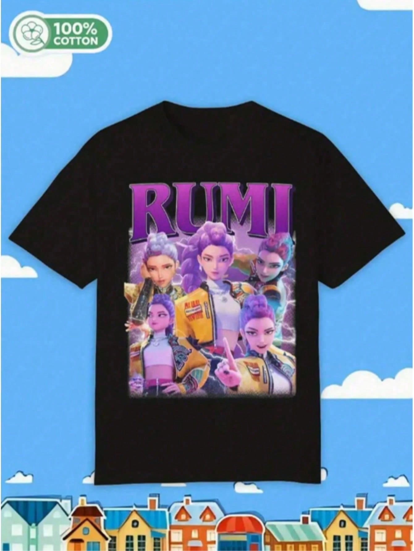 haochu Rumi Graphic Tee — Soft Stretch Knit Short-Sleeve Crewneck with Vibrant Character Design | Comfortable Casual Fit