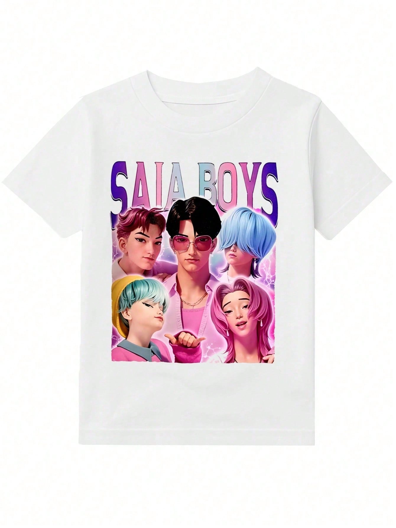 Young Girl's/Boy's Boy Band Jinu&Amp;Abby&Amp;Mystery&Amp;Romance&Amp;Baby KP-OP Demon Hunters Y2K 100% Cotton Graphic Tees, Back To School Clothes Girls, Black Round Neck Letter