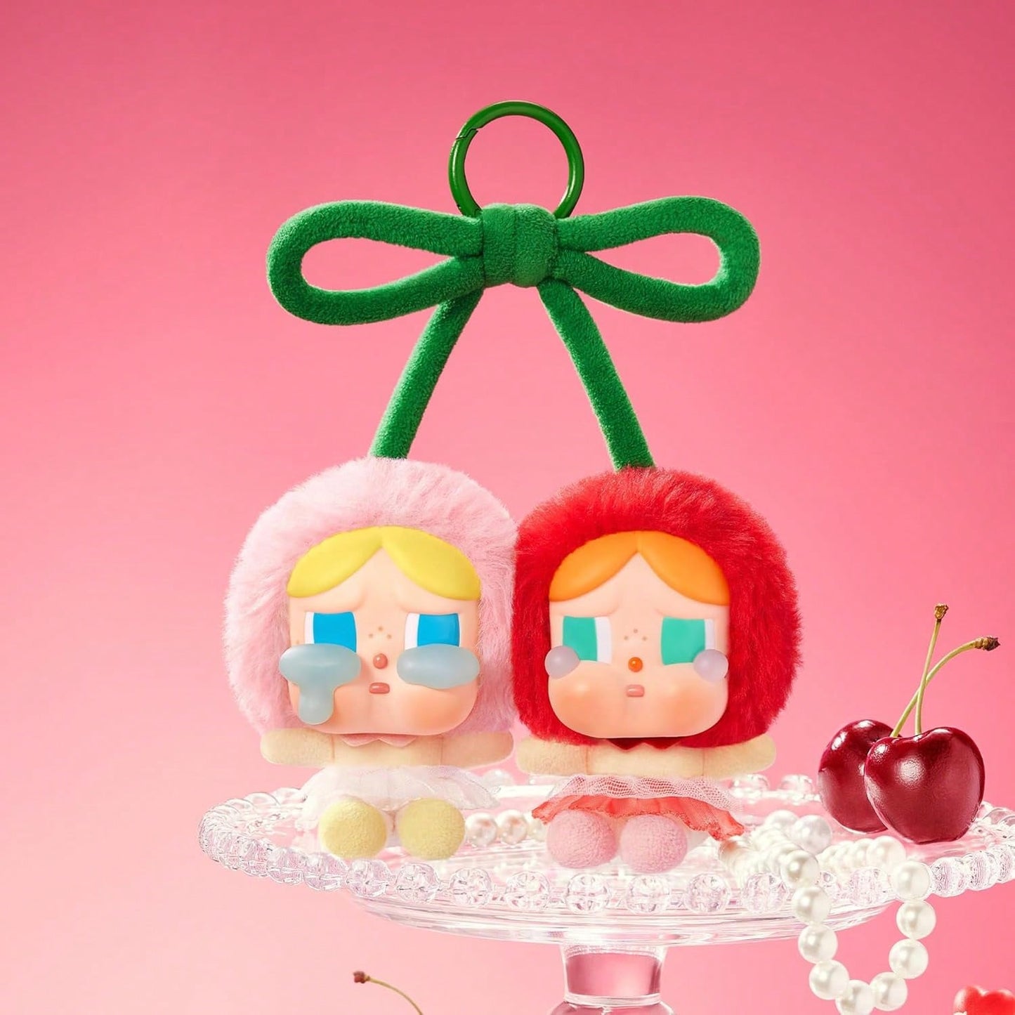 Pop Mart 100% Authentic Crybaby Crying For Love Series-Vinyl Plush Hanging Card (Love You Cherry Much), Holiday Birthday Gifts For Girls And Boys, Emotional Gift, Back To School Gift, Kawaii Room Decor