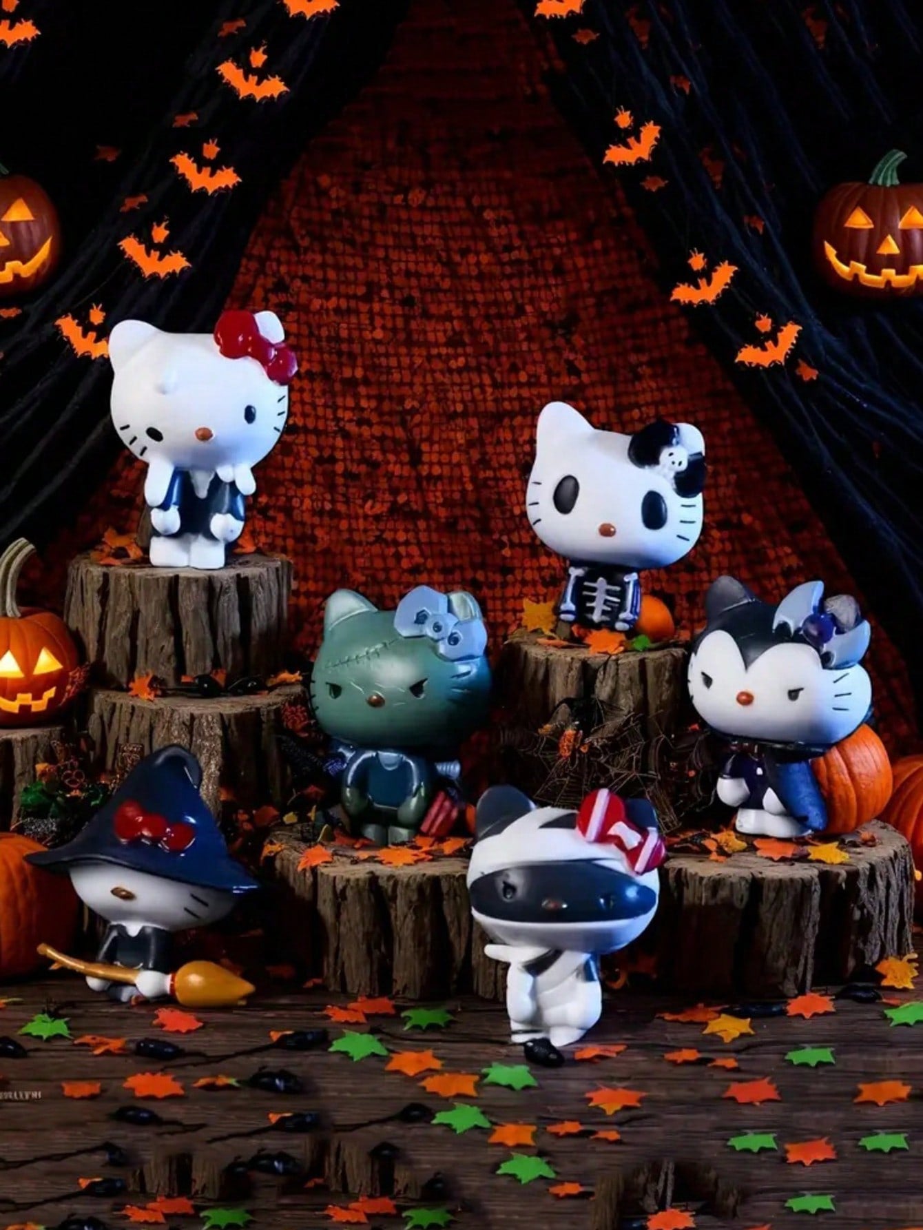 Sanrio Halloween Figurine Set – 12pcs Hello Kitty & Friends Collectible PVC Toys, Birthday & Holiday Gifts