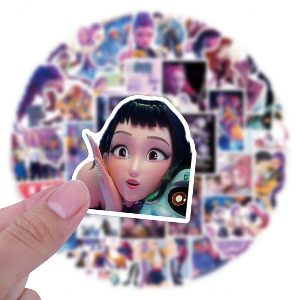 55-Pack K-Pop Demon Hunters Graffiti Stickers — Cute Cartoon Aesthetic Vinyl Decals (Waterproof) for Laptops, Phones, Water Bottles, Skateboards & Gifts