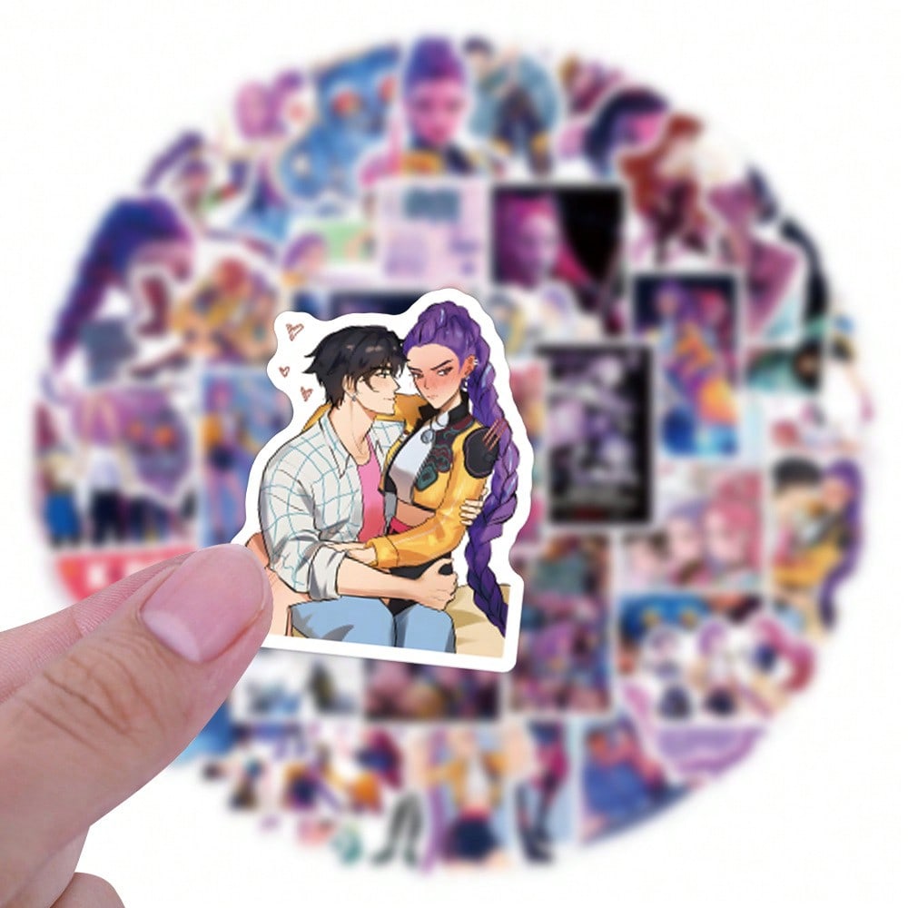 55-Pack K-Pop Demon Hunters Graffiti Stickers — Cute Cartoon Aesthetic Vinyl Decals (Waterproof) for Laptops, Phones, Water Bottles, Skateboards & Gifts