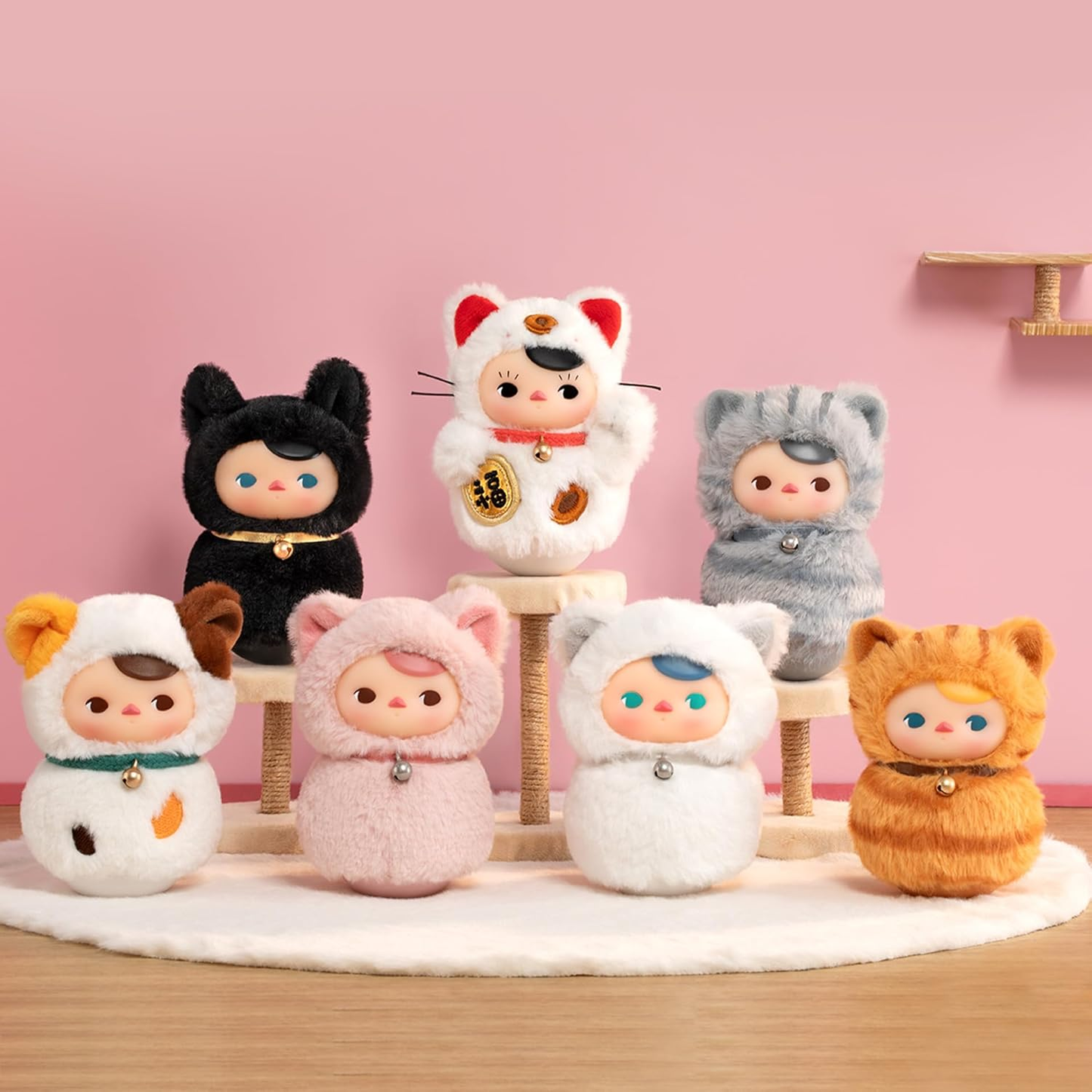 PUCKY Roly-Poly Kitty Series-Vinyl Plush Blind Box, PUCKY Blind Box Figures, Random Design Action Figures Collectible Toys Home Decorations, Holiday Birthday Gifts,Single Box
