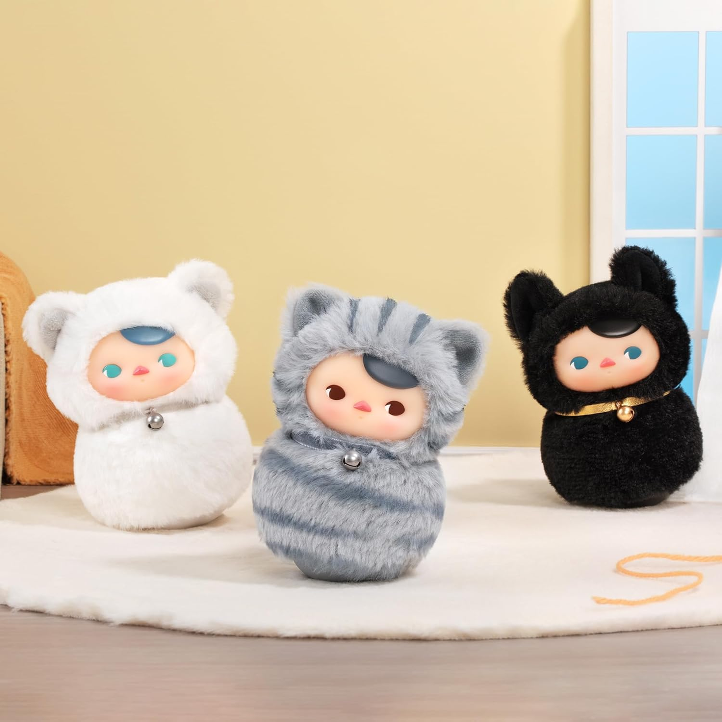 PUCKY Roly-Poly Kitty Series-Vinyl Plush Blind Box, PUCKY Blind Box Figures, Random Design Action Figures Collectible Toys Home Decorations, Holiday Birthday Gifts,Single Box
