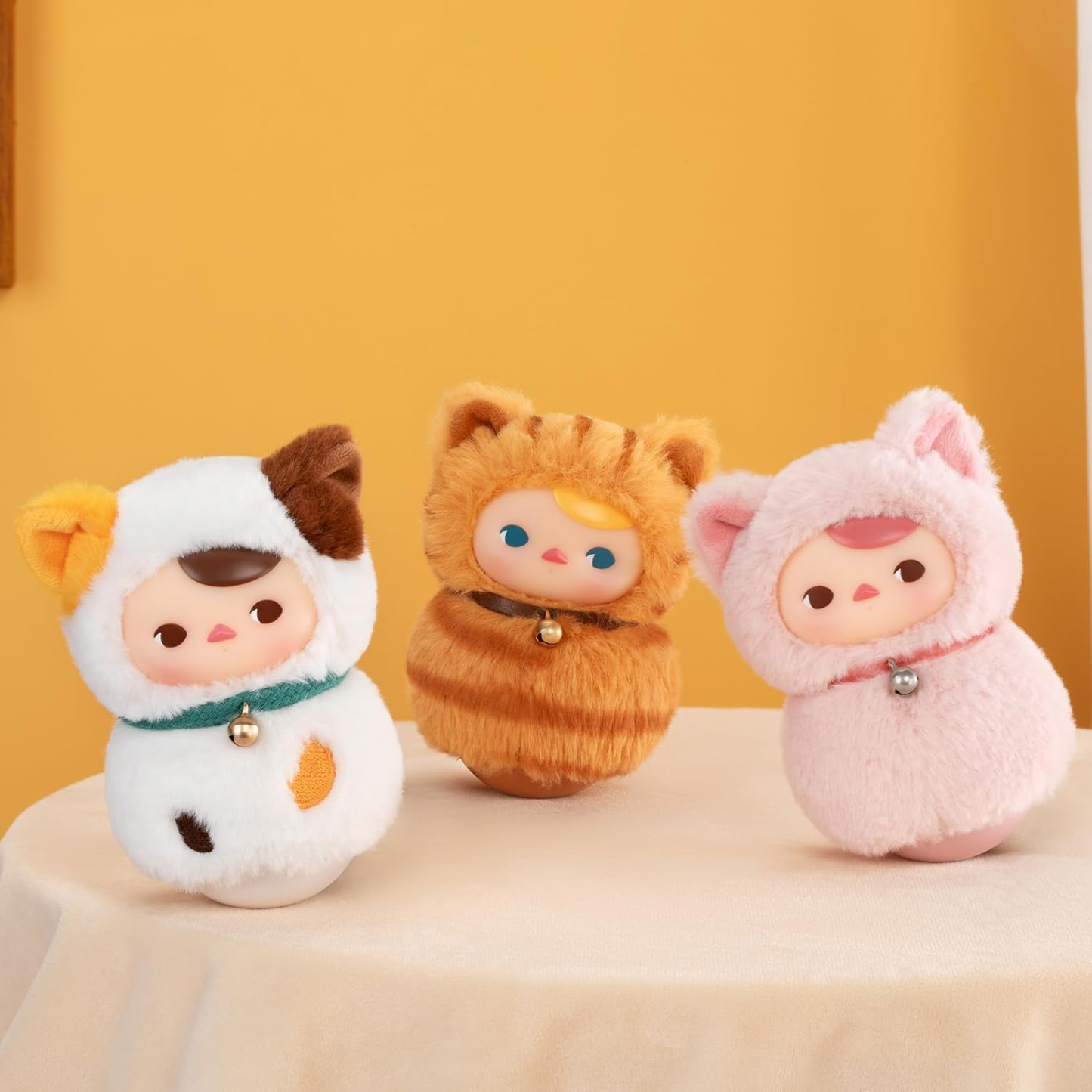 PUCKY Roly-Poly Kitty Series-Vinyl Plush Blind Box, PUCKY Blind Box Figures, Random Design Action Figures Collectible Toys Home Decorations, Holiday Birthday Gifts,Single Box