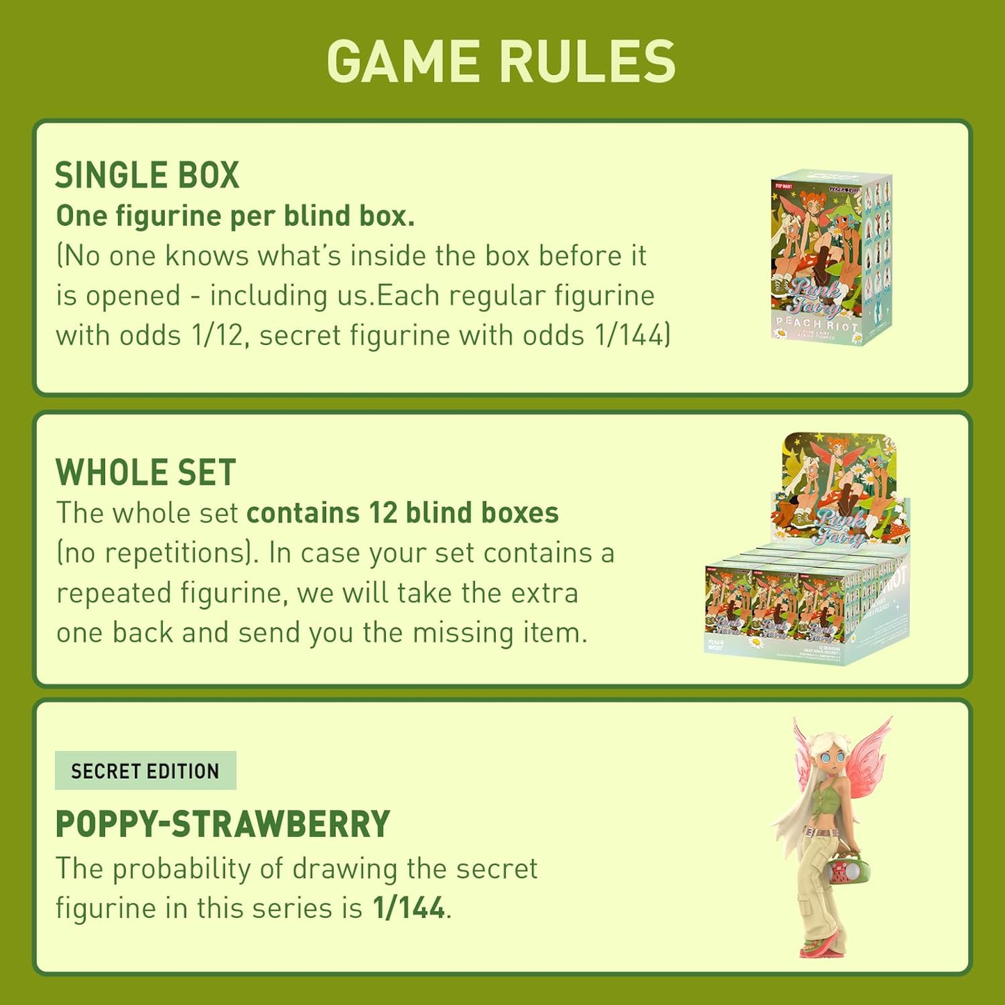 Peach Riot Punk Fairy Series Figures, Peach Riot Blind Box Figures, Random Design Action Figures Collectible Toys Home Decorations, Holiday Birthday Gifts for Girls and Boys, Single Box