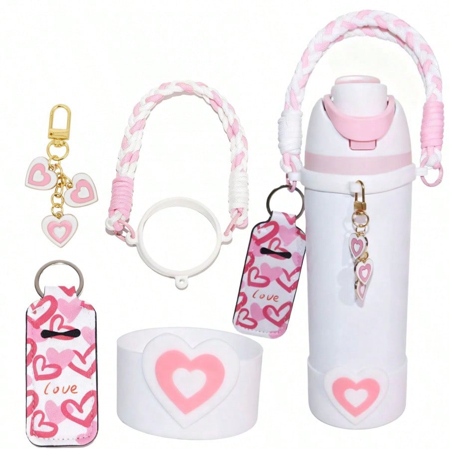 ๐ Love Water Bottle Accessory Set โ 5PCS Silicone Charm & Cup Decoration Kit