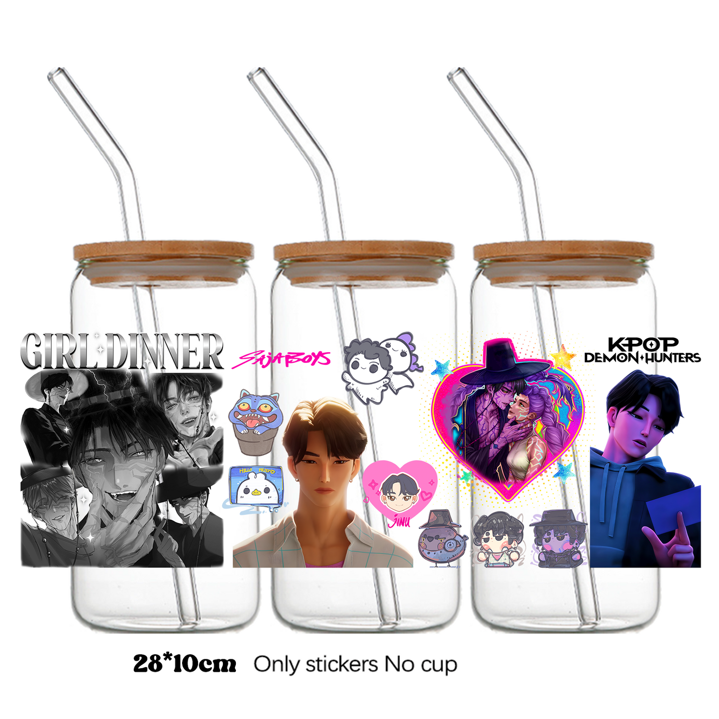 K-Pop Demon Hunters Wrapping Transfer Cups HUNTRX Decal Rumi Kpop Saja Boys Uvdtf Bottle K Pop Stickers Uv Dtf Car Huntrix Wraps