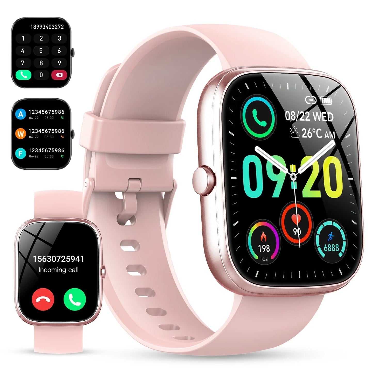 IP68 Waterproof 1.91″ Smartwatch for Android & iPhone – Bluetooth Calling, 100+ Sports Modes, Fitness Tracker (Black)