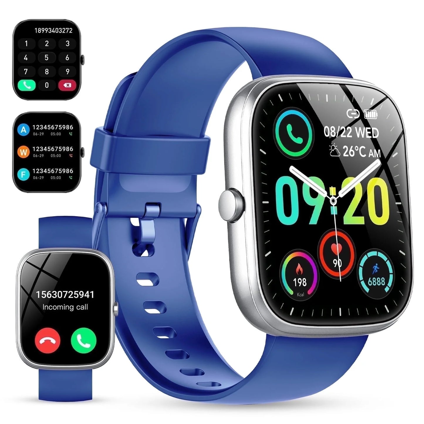 IP68 Waterproof 1.91″ Smartwatch for Android & iPhone – Bluetooth Calling, 100+ Sports Modes, Fitness Tracker (Black)