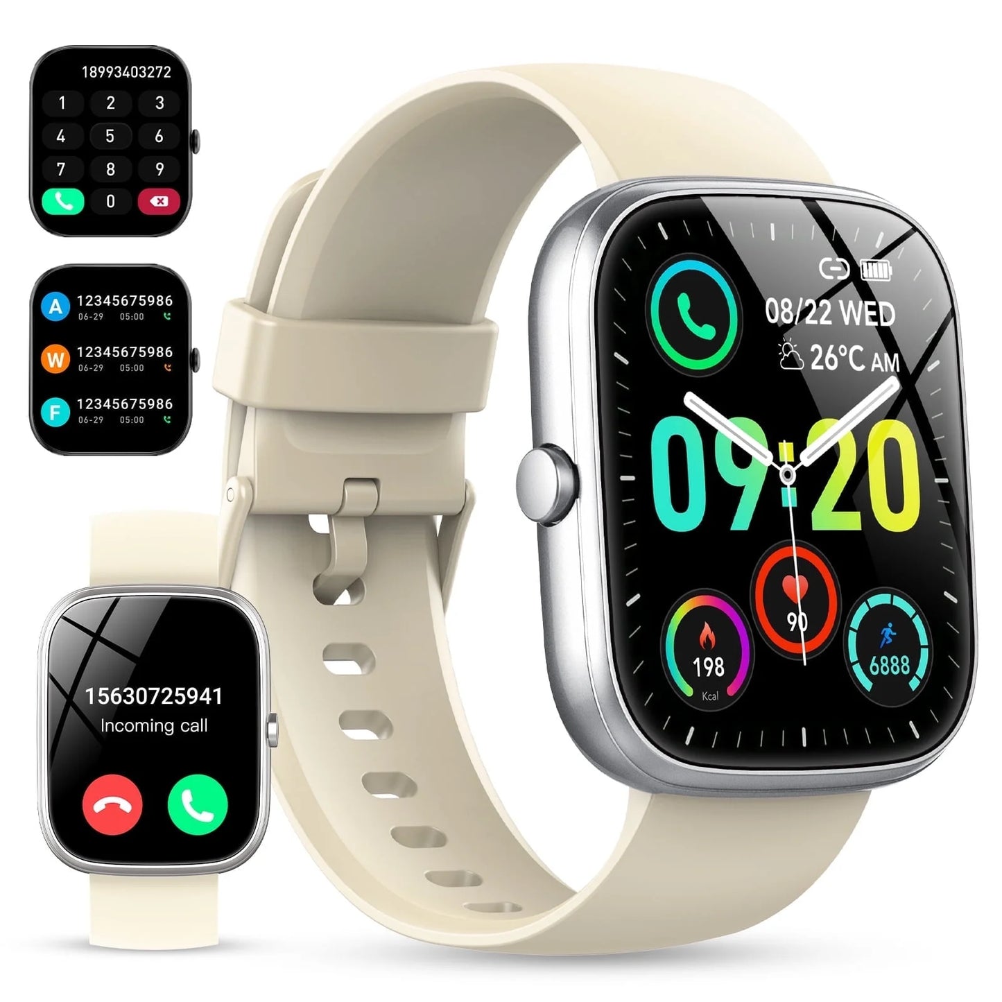 IP68 Waterproof 1.91″ Smartwatch for Android & iPhone – Bluetooth Calling, 100+ Sports Modes, Fitness Tracker (Black)