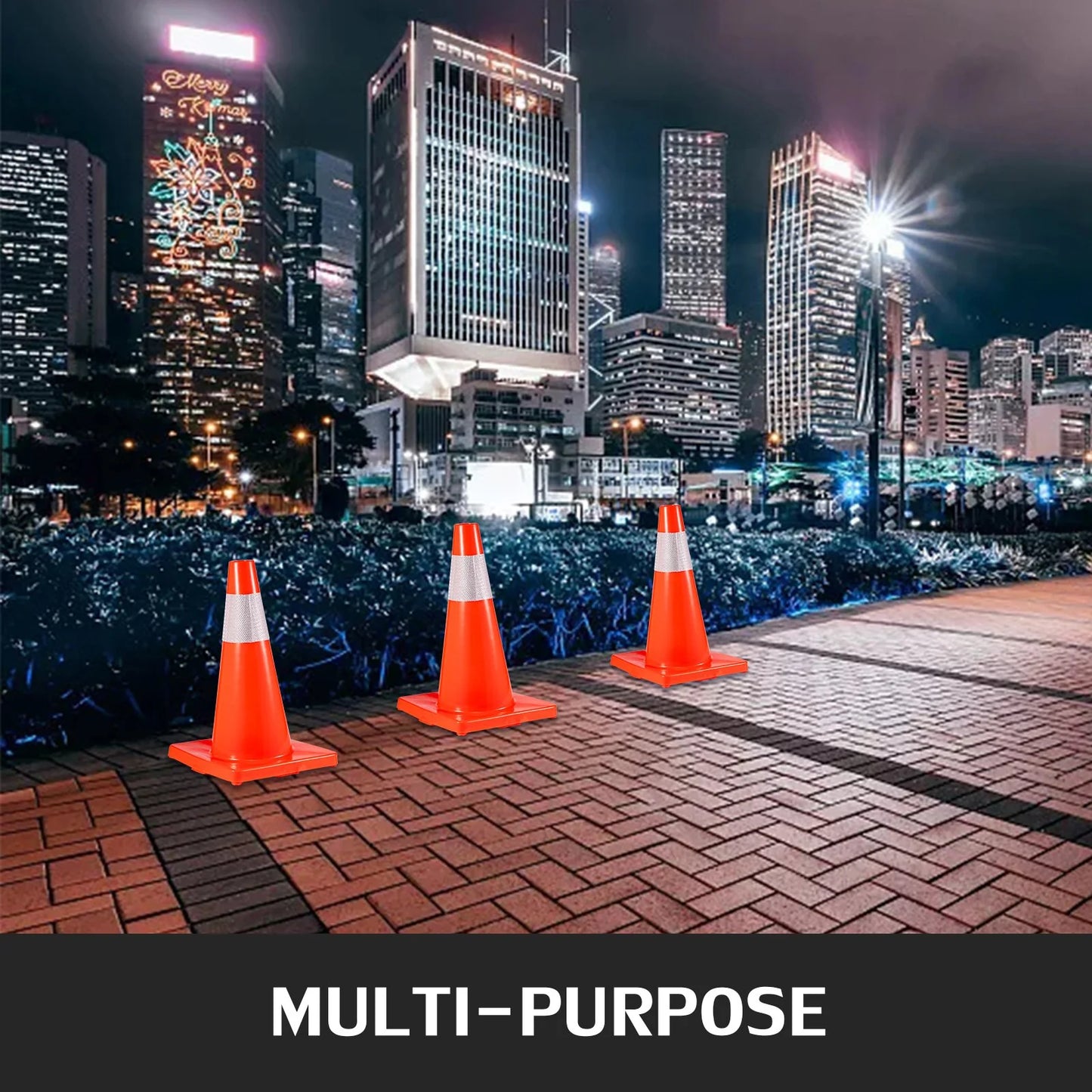 VEVOR 20Pack 18 Traffic Cones, Safety Road Parking Cones PVC Base, Orange Traffic Cone with Reflective Collars, Hazard Construction Cones for Home Traffic Parking