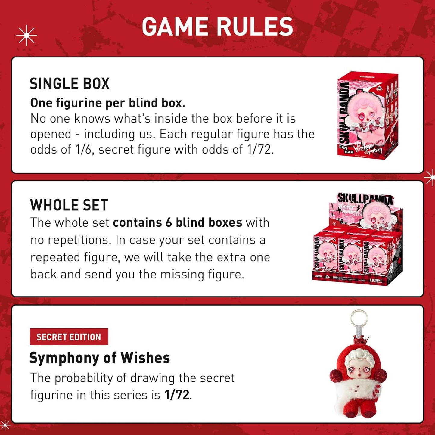 SKULLPANDA Winter Symphony Series, Blind Box Figures, Random Design Figures Collectible Toys Home Decorations, Holiday Birthday Gifts, Single Box