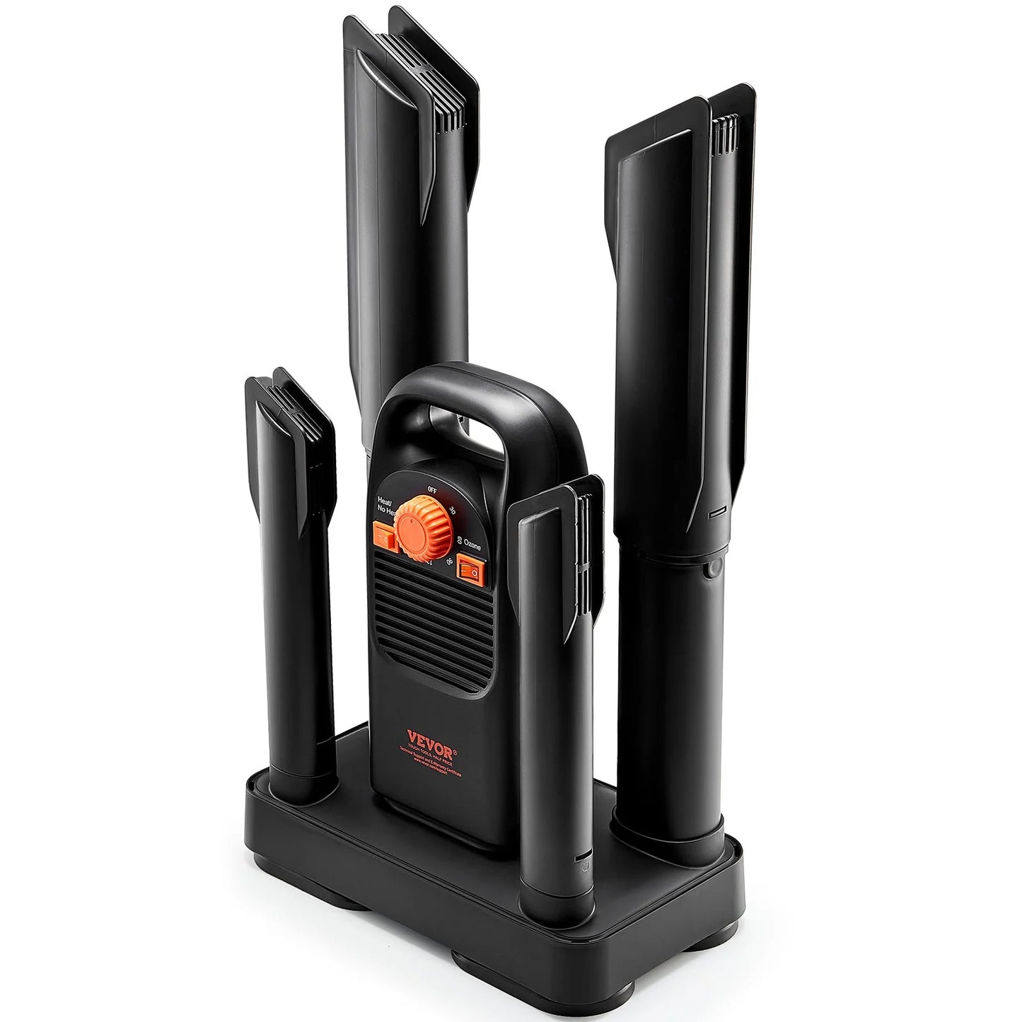 VEVOR Detachable 4-Tube Shoe Dryer with Timer and Quick Drying Black & Orange,Ultra Silent, Quick Drying for Work Boots, Ski Boots, Sneakers, Gloves, Hats, Helmets
