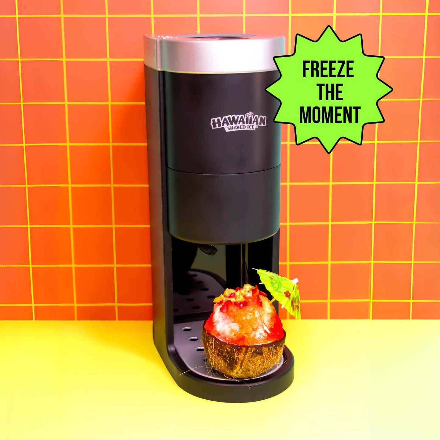 S777 Snow Cone and Shaved Ice Machine with Blade Adjustment Knob and 5 Reusable Plastic Ice Mold Cups. Great for Granitas, Seltzers, Italian Soda and More 120V, Matte Black