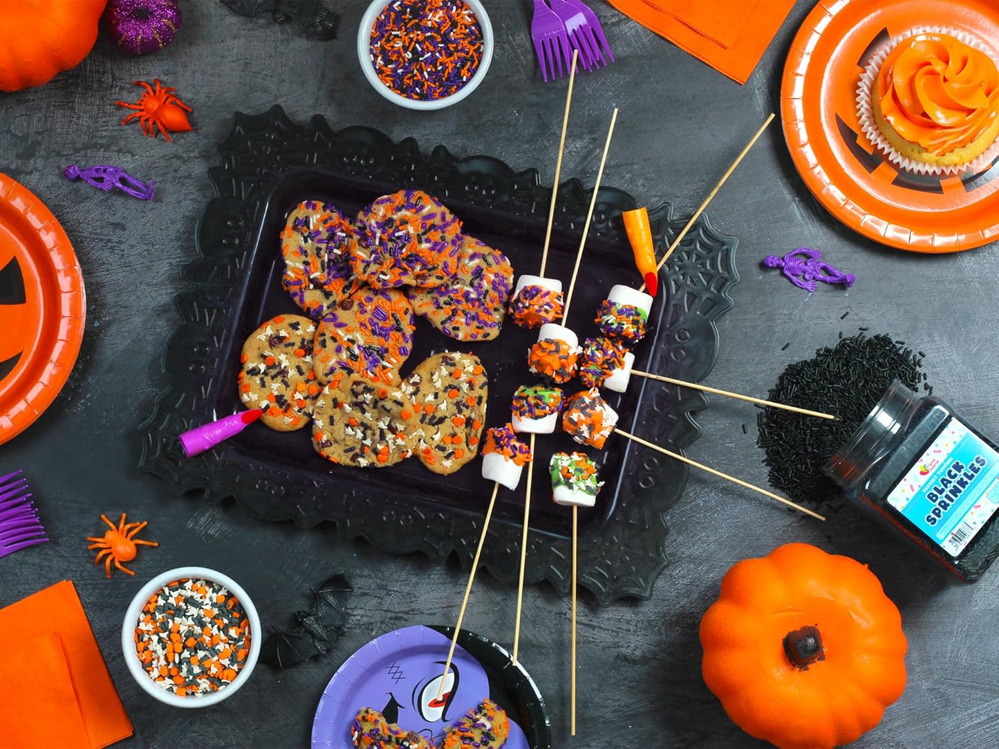 Halloween Sprinkles - 2.2 LB - Orange, Black, Purple and White Jimmies - Spooky Season Sprinkles