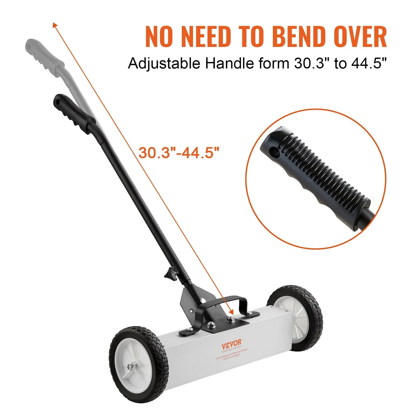 VEVOR 45Lbs Rolling Magnetic Sweeper with Wheels, Push-Type Magnetic Pick up Sweeper, 18-Inch Large Magnet Pickup Lawn Sweeper, Magnet with Telescoping Handle, Easy Cleanup of Workshop Garage Yard