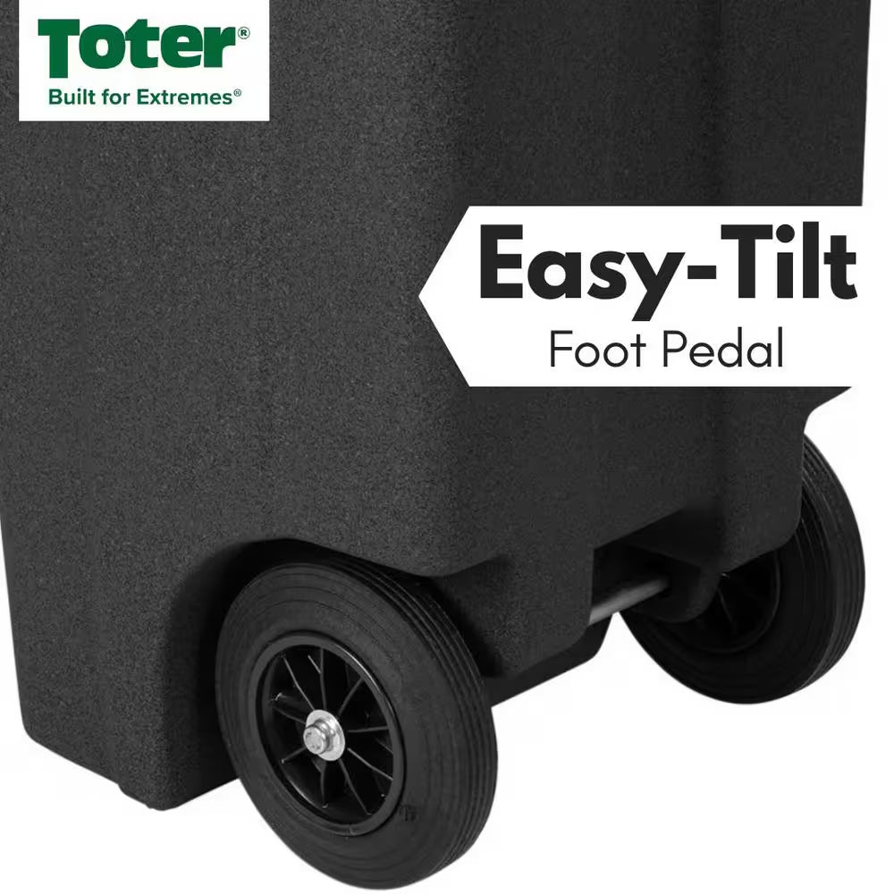 32 Gallon Blackstone Outdoor Trash Can/Garbage Can with Quiet Wheels and Attached Lid