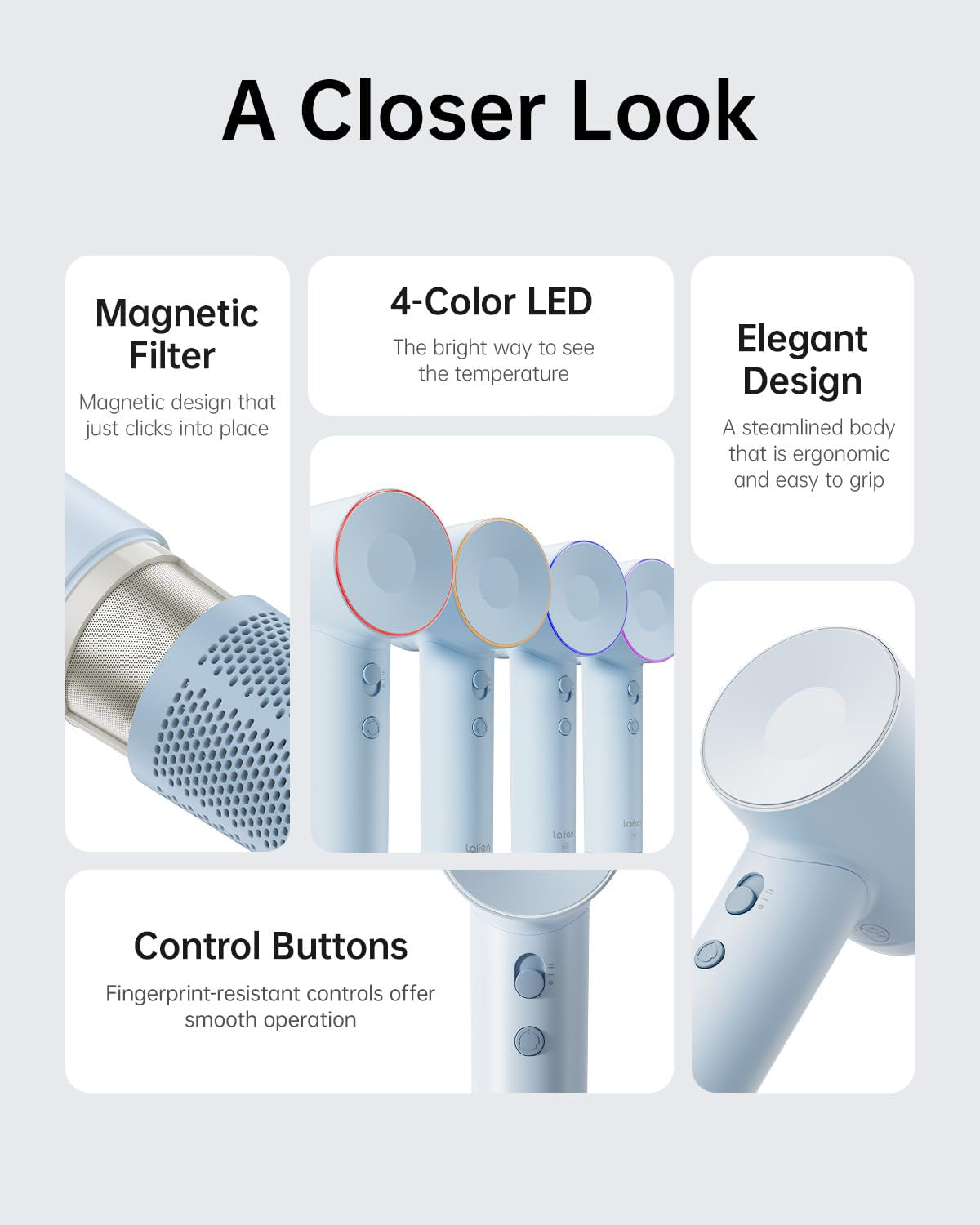 Hair Dryer SE, 200 Million Negative Ionic Blow Dryer with 105,000 RPM Brushless Motor 1400W Powerful Fast Drying High-Speed Low Noise Hairdryer with Magnetic Attachments