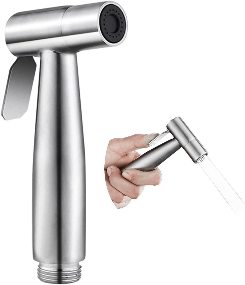 Handheld Bidet Sprayer for Toilet, Baby Cloth Diaper Sprayer Bidet for Toilet Stainless Steel Brushed Nickel Bathroom Hand Held Shattaf Shower Wall&Toilet Mount (Bidet Sprayer Head Only)