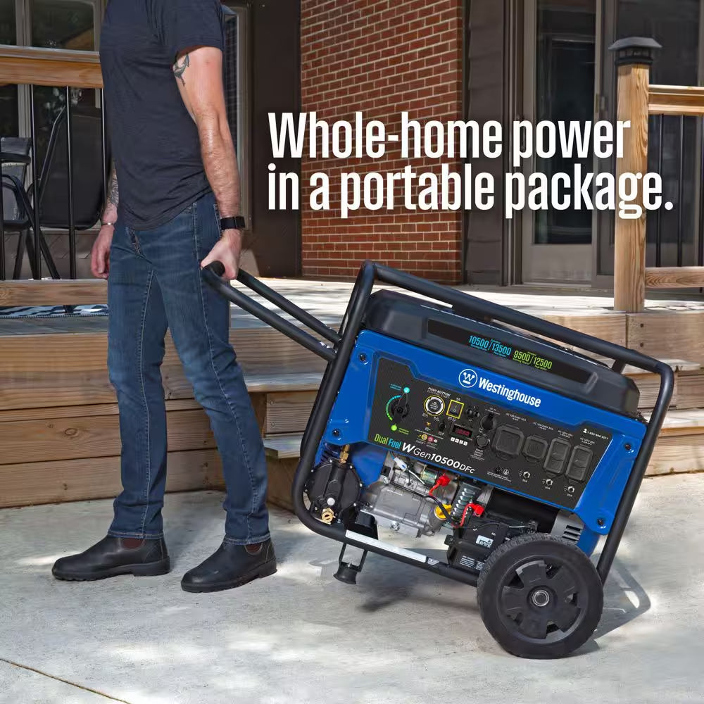 13,500-Watt/10,500-Watt Remote Start Dual Fuel Gas and Propane Portable Generator with 50A Outlet, CO Sensor