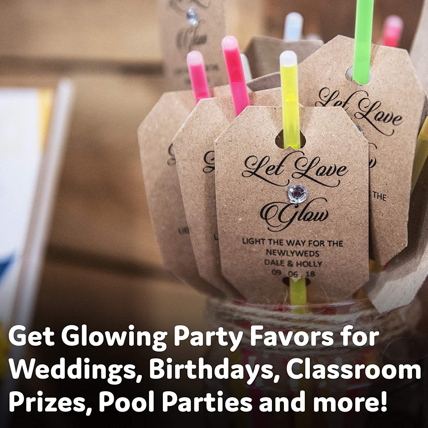 Glow Sticks Party Supplies 100Pk - 8 Inch Glow in the Dark Light up Sticks Party Favors, Glow Decorations, Neon Party Glow Necklaces and Glow Bracelets with Connectors