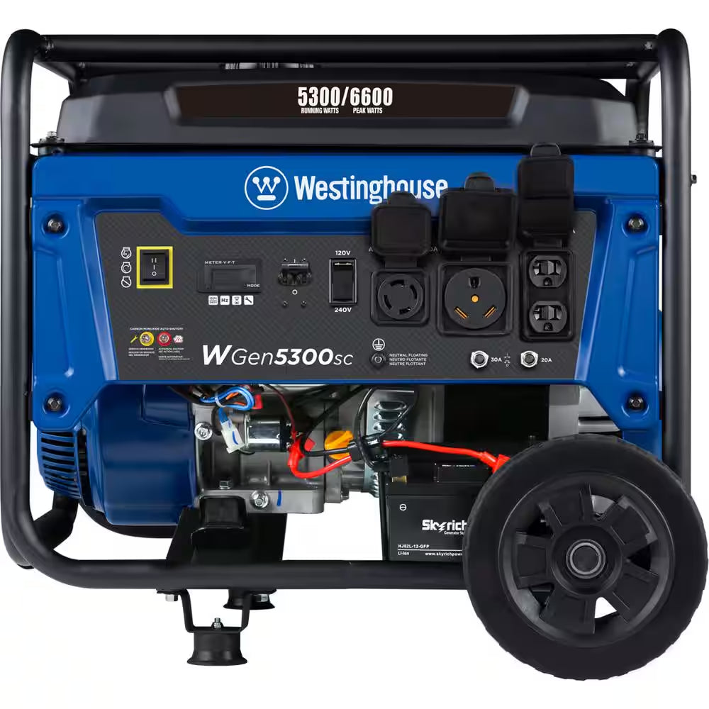 6,600/5,300-Watt Gas Powered Portable Generator with Electric Start, 30A 120/240V Outlet