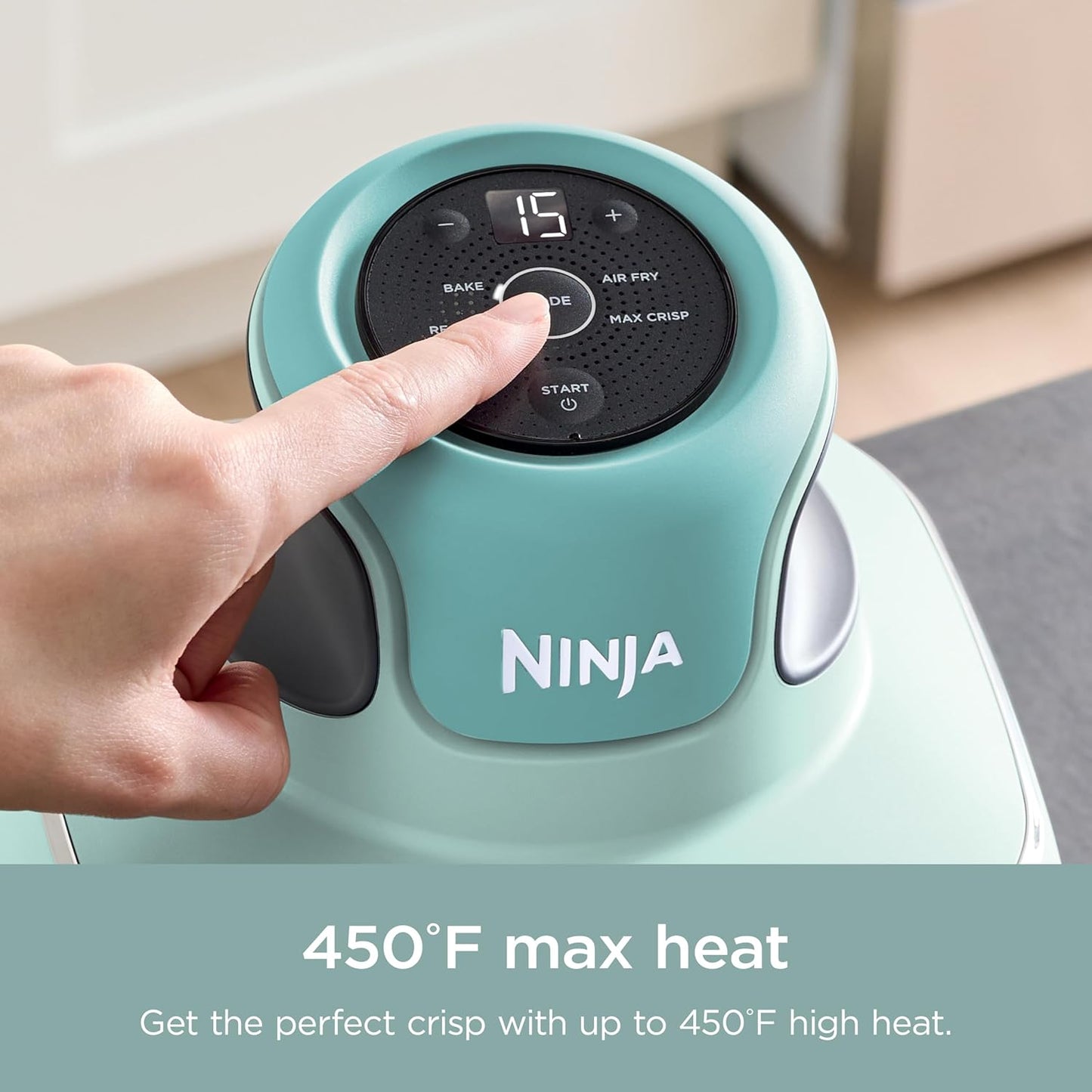 Crispi 4-In-1 Portable Glass Air Fryer Cooking System, 4 QT & 6 Cup Glass Containers with Storage Lids, Easy Meals, Microwave, Freezer & Dishwasher Safe, Air Fry, Bake, & More, Mint, FN101MT