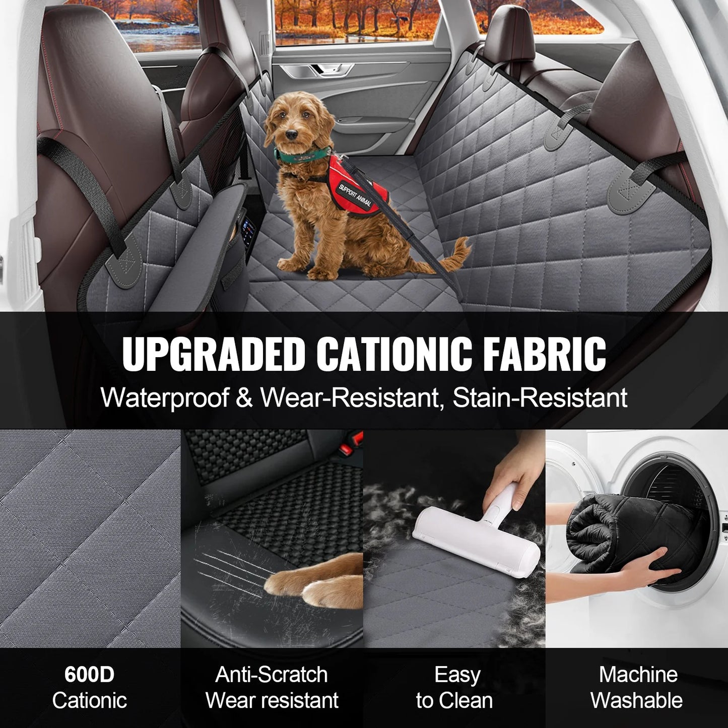 VEVOR Dog Car Seat Cover for Back Seat 54 X 24 in Waterproof 600D for Cars