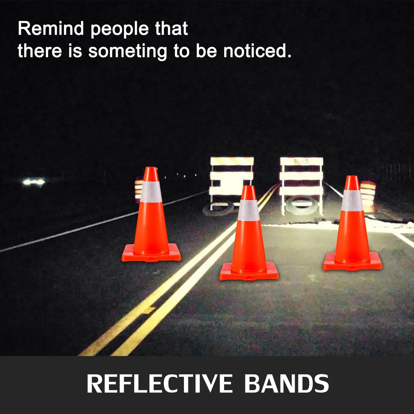 VEVOR 20Pack 18 Traffic Cones, Safety Road Parking Cones PVC Base, Orange Traffic Cone with Reflective Collars, Hazard Construction Cones for Home Traffic Parking