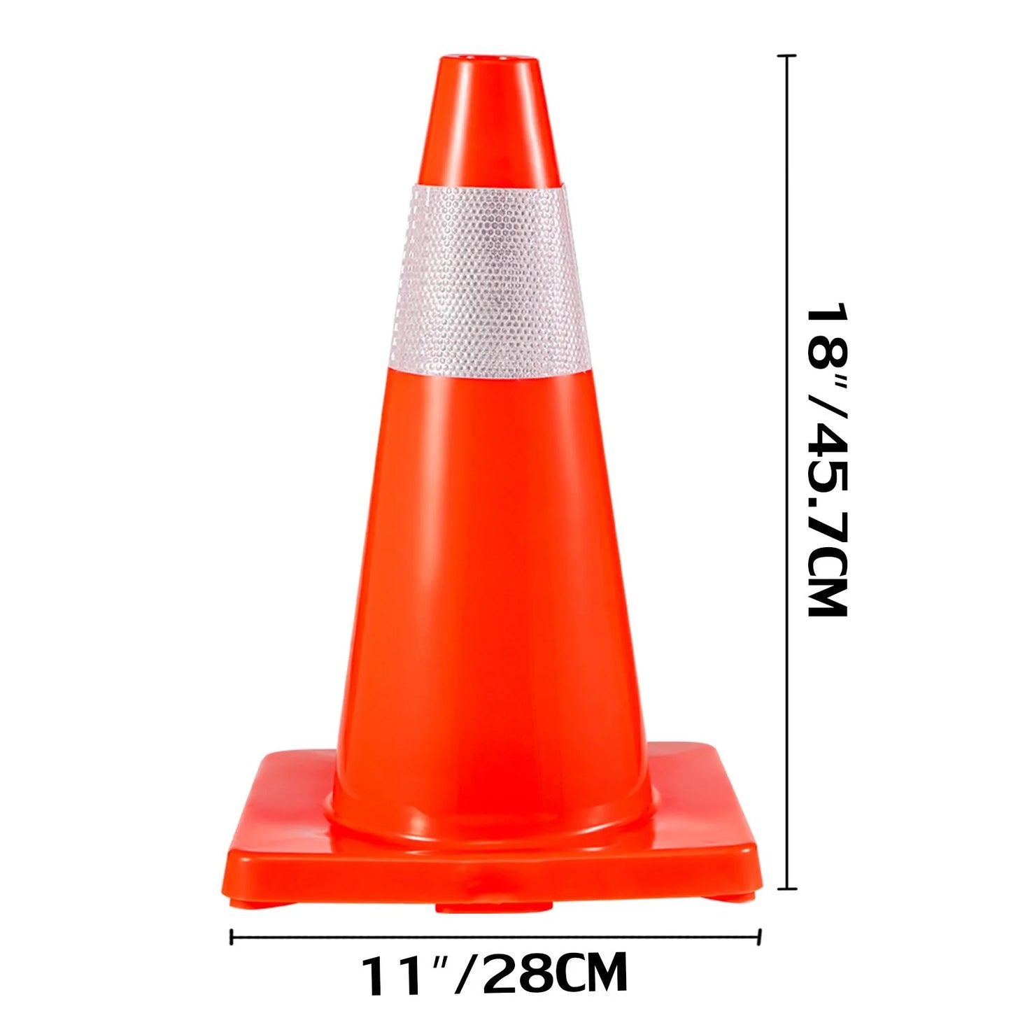VEVOR 20Pack 18 Traffic Cones, Safety Road Parking Cones PVC Base, Orange Traffic Cone with Reflective Collars, Hazard Construction Cones for Home Traffic Parking