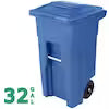 32 Gallon Blackstone Outdoor Trash Can/Garbage Can with Quiet Wheels and Attached Lid