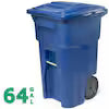 32 Gallon Blackstone Outdoor Trash Can/Garbage Can with Quiet Wheels and Attached Lid