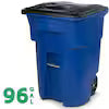 32 Gallon Blackstone Outdoor Trash Can/Garbage Can with Quiet Wheels and Attached Lid