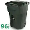 32 Gallon Blackstone Outdoor Trash Can/Garbage Can with Quiet Wheels and Attached Lid