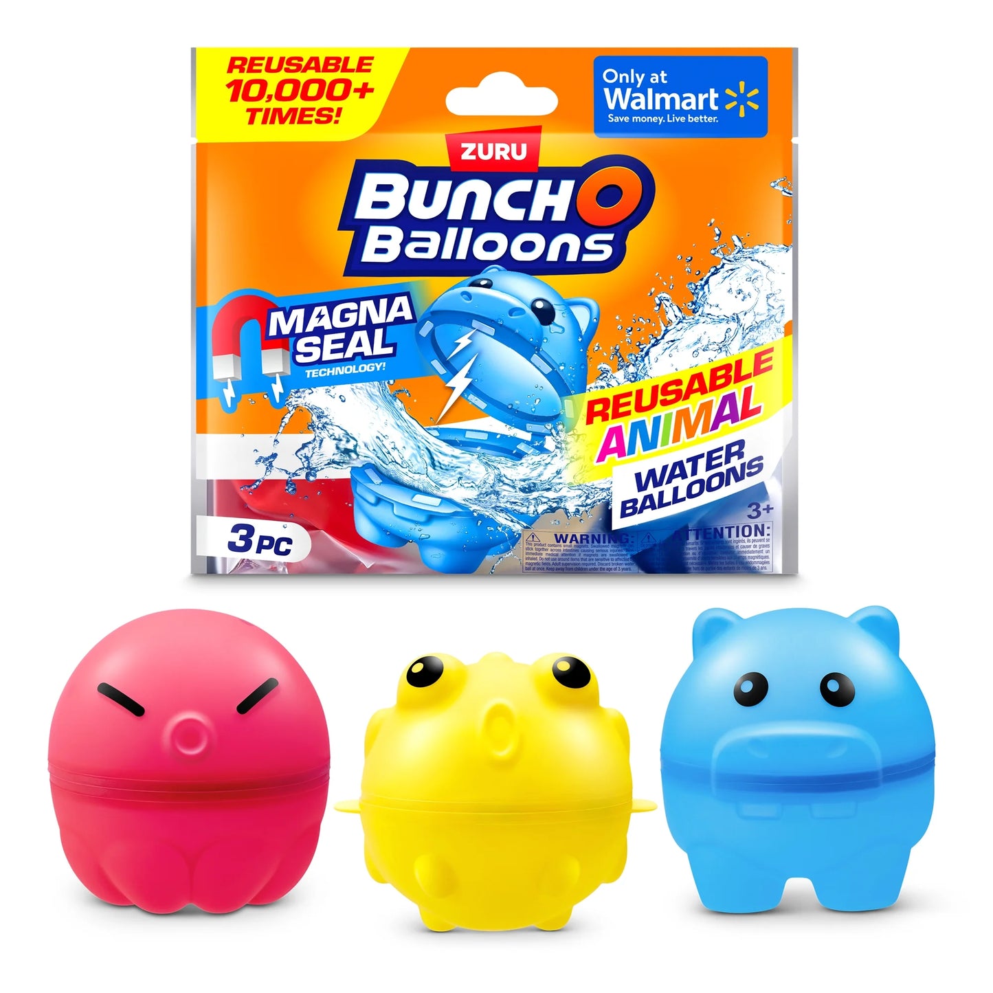 Reusable Animal Water Balloons 3 Pack Mixed Unisex