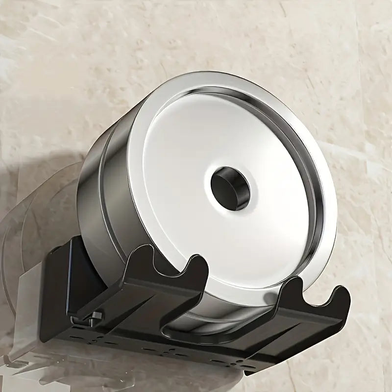 Wall-Mounted Hair Dryer Holder – No-Drill Bathroom Organizer Shelf with Multi-Compartment Storage Rack for Hair Tools & Accessories