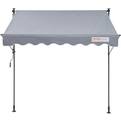 VEVOR Manual Retractable Awning, 78 Outdoor Retractable Patio Awning Sunshade Shelter, Adjustable Patio Door Window Awning Canopy with 39 Sun Shade Curtain for Backyard, Garden, Balcony