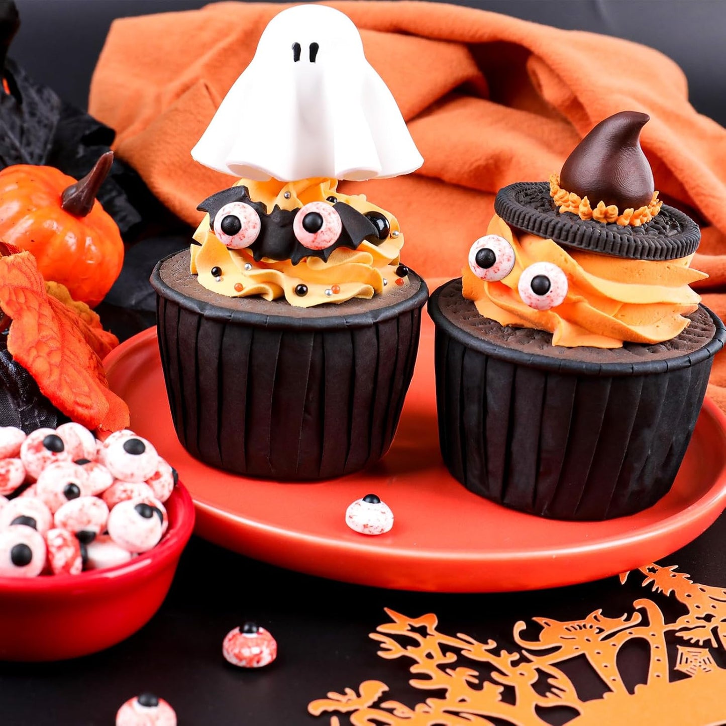 Candy Eyes for Decorating Edible, 1Cm Candy Eyeballs Halloween Sprinkles for Cake Decorating, Small Googly Eyes Ball for Baking Cupcakes Cookies 3.5 Oz, Bloody Red