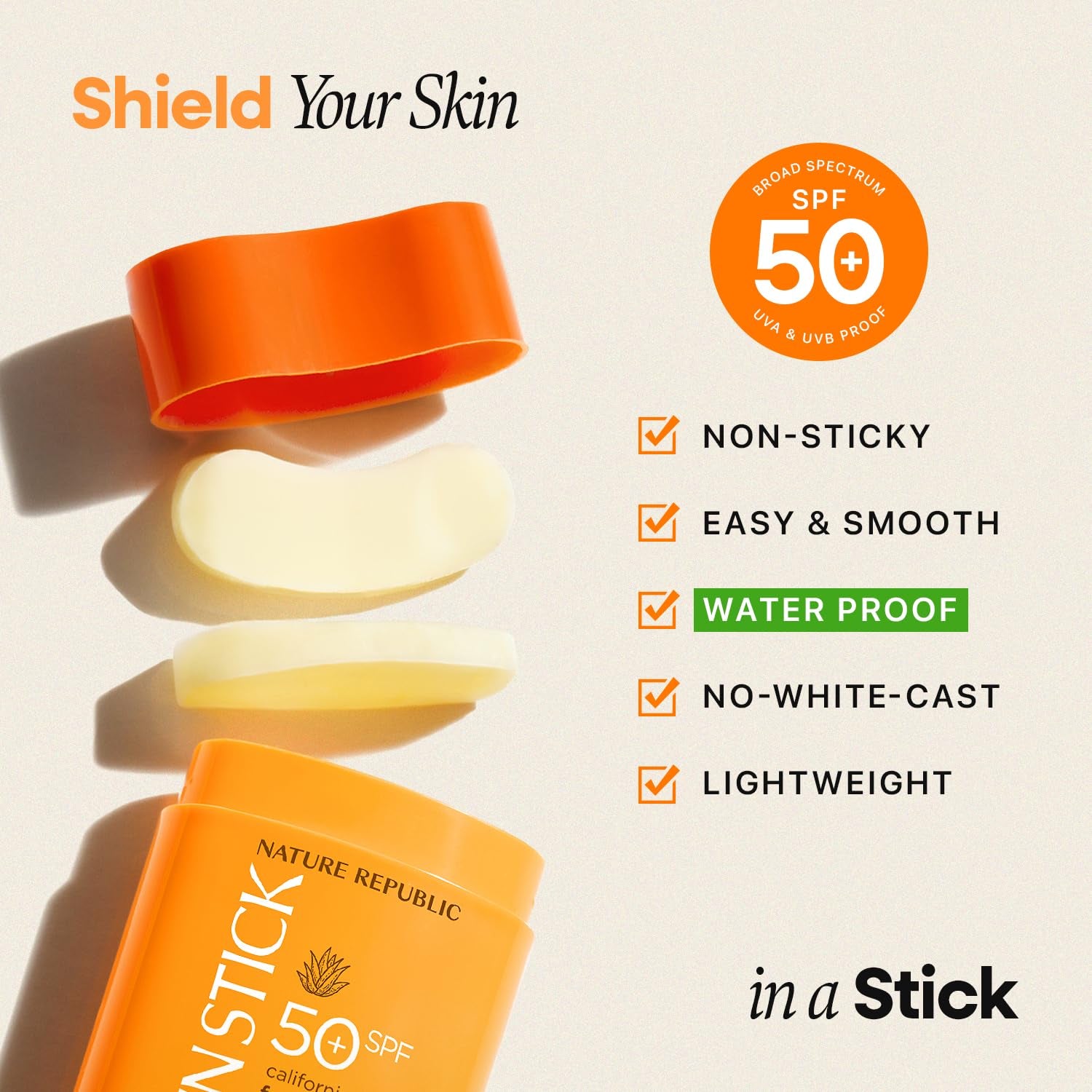 California Aloe Fresh Powdery Sun Stick Broad Spectrum SPF50+ | Korean Sunscreen Travel Size Suncare Sunblock, No Whitecast, Non-Sticky, Water Resistant
