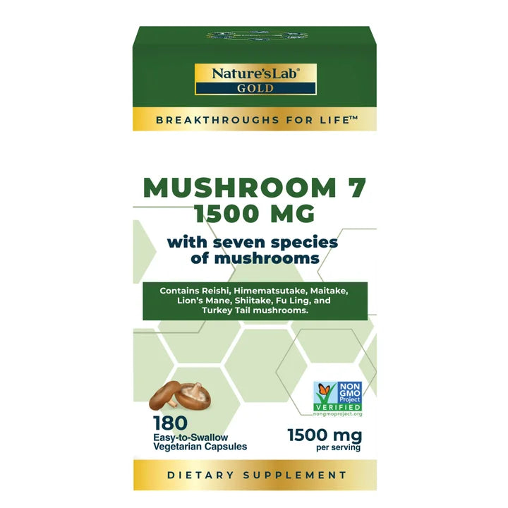 Nature's Lab Mushroom 7 1500 mg, 180 Vegetarian Capsules