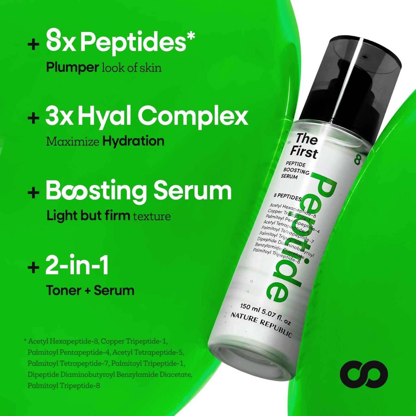 the First Peptide Boosting Serum, 8 Peptides, Niacinamide & Triple Hyaluronic Acid Complex,17 Amino Acids,For All Skin Types, Korean Skin Care150Ml/5.07 Fl Oz