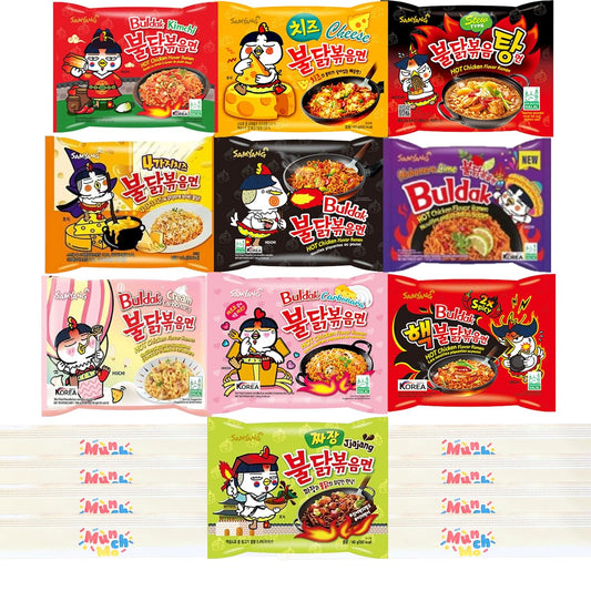 Korean Spicy Chicken Ramen Variety 10 Packs (10 Different Noodles) Sampler Gift Box, Korean Ramen, Ramen Noodles, Noodles, Asian Noodles Variety Pack, Spicy Chicken Ramen, Carbonara