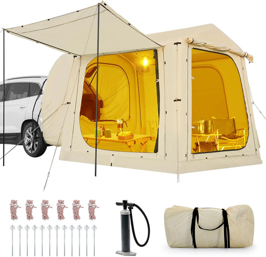 Inflatable Tents for Camping, Blow up Tent with Hand Pump, Easy Setup Inflatable Hot Tent with Stove Jack, Waterproof Oxford Air Glamping Tents for Camping Adult 4-6 Person