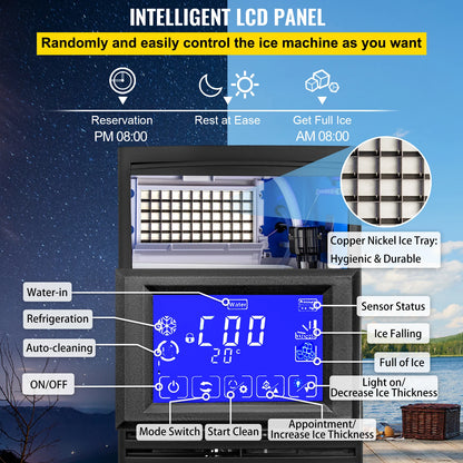 50-70 KG/24H Electric Ice Cube Making Machine Generator Production Stainless Steel Chopper for Restaurants Bars Commercial