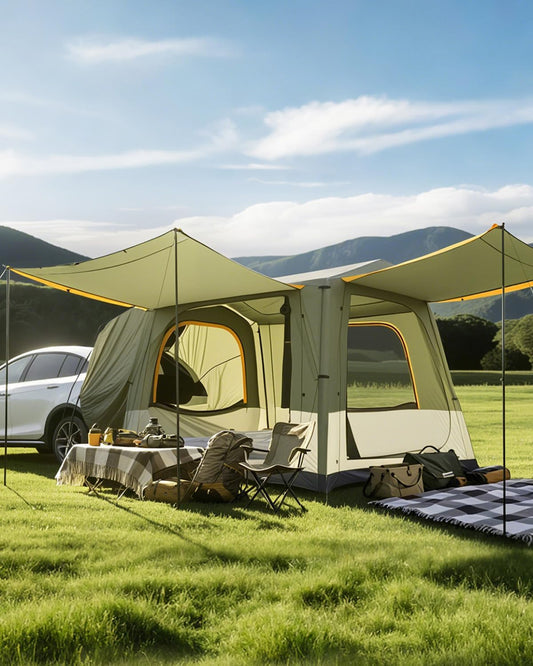 Inflatable Tents for Camping, Blow up Tent with Hand Pump, Easy Setup Inflatable Hot Tent with Stove Jack, Waterproof Oxford Air Glamping Tents for Camping Adult 4-6 Person