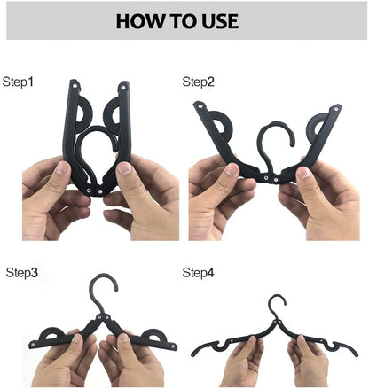 12 PCS Travel Hangers Cruise Ship Essentials Portable Folding Clothes Hangers Travel Accessories Foldable Clothes Drying Rack (Black)