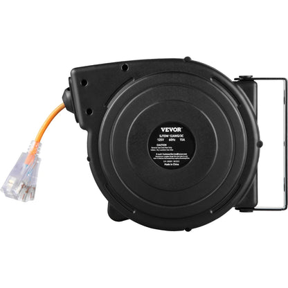 VEVOR 50Ft Retractable Extension Cord Reel 14AWG/3CSJTOW Power Cord Reel