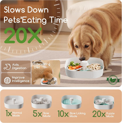 Slow Feeder Dog Bowls with Lick Mat, Plant-Based Slow Eating Dog Bowl for Dry, Wet, Raw Food, Interactive Food Puzzle for Small, Medium, Large Breed